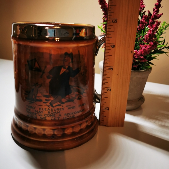 Vintage Lord Nelson Pottery Brown and Silver Kitschy Beer Stein Mug - Picture 14 of 16